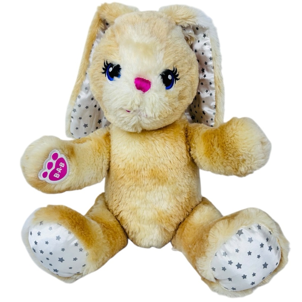 Posable More Moves Jointed Beige Bunny with Silver Stars 2017 Build A Bear BAB
